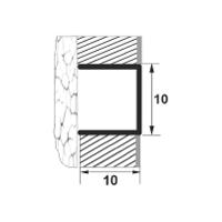 Profil U decorativ din inox, A=10mm, l=10mm