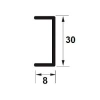 Profil U decorativ din inox, A=8mm, l=30mm